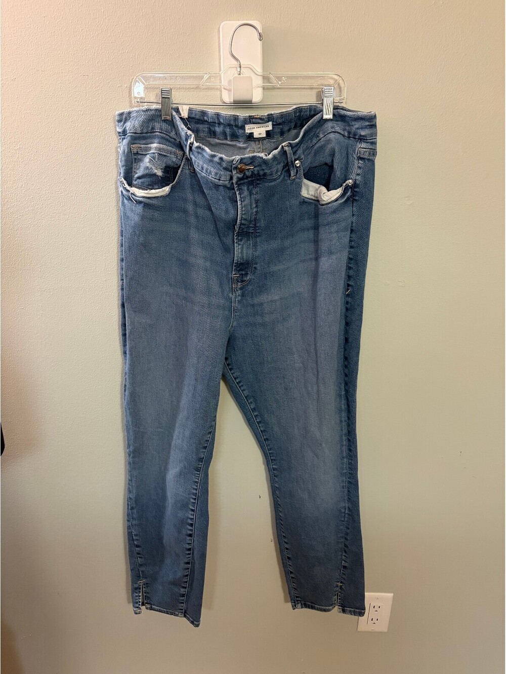 Good American Denim Slim Jeans with Ankle Slits